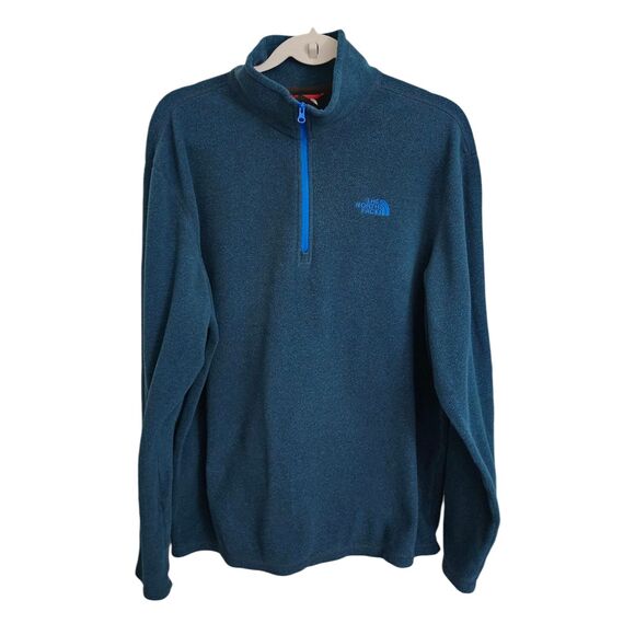 The North Face Sweater Mens Large Blue 1/4 Zip Fleece Mock Neck Outdoor Hiking - Picture 1 of 9